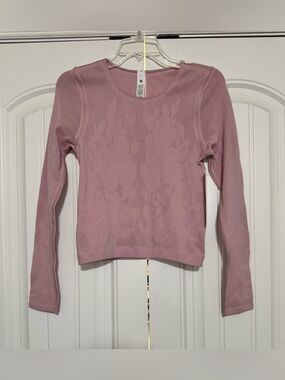 Lululemon RevealKnit Floral Long-Sleeve Shirt Pink Haze Size Large